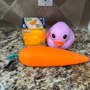 Squishy Carrot, Squeeze Cheese & squishy Duck lot of 3 NEW
